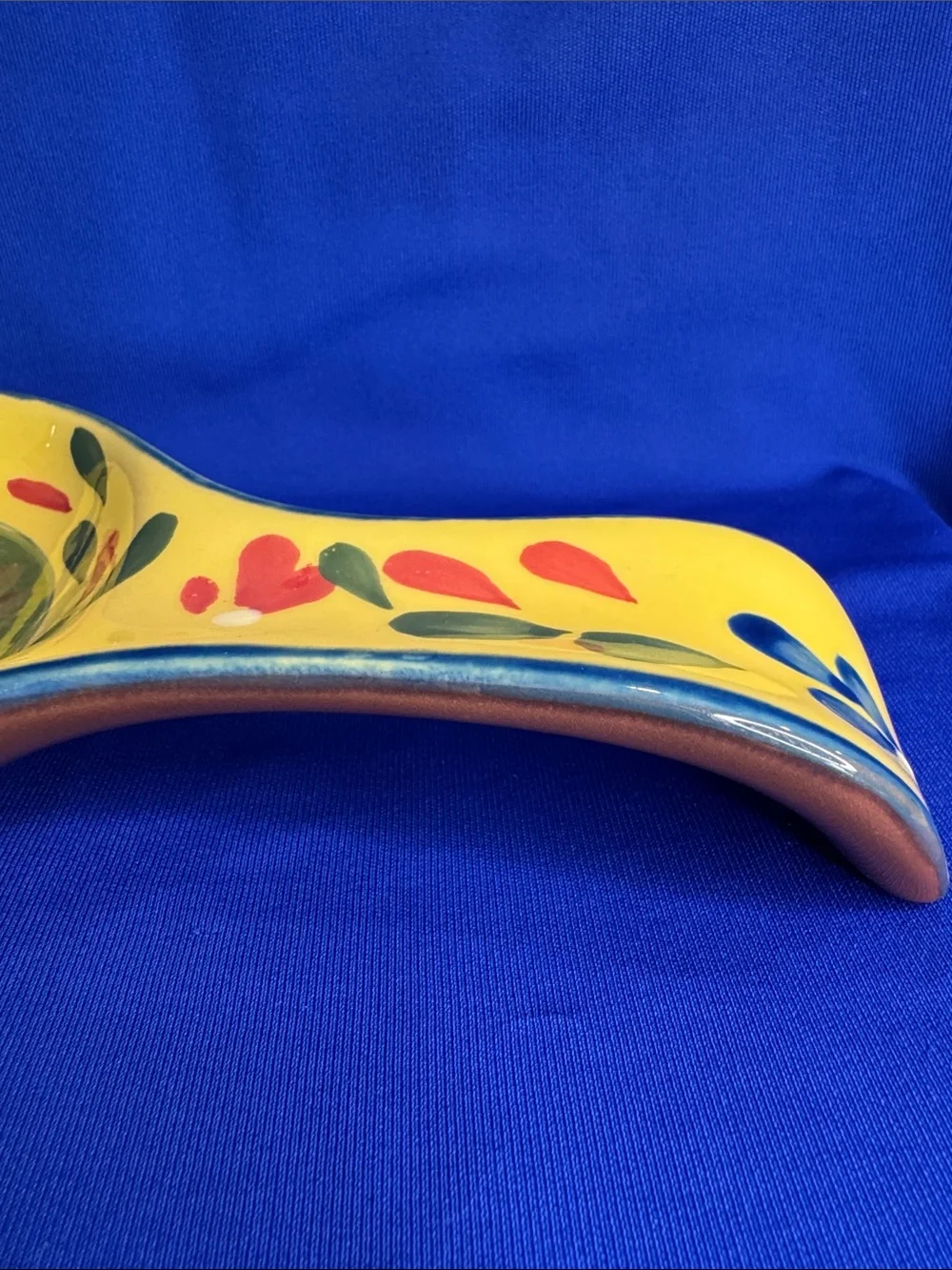 Style Eyes Rooster Spoon Rest Hand Painted Ceramic by Baum Brothers 9.25 x 5.0
